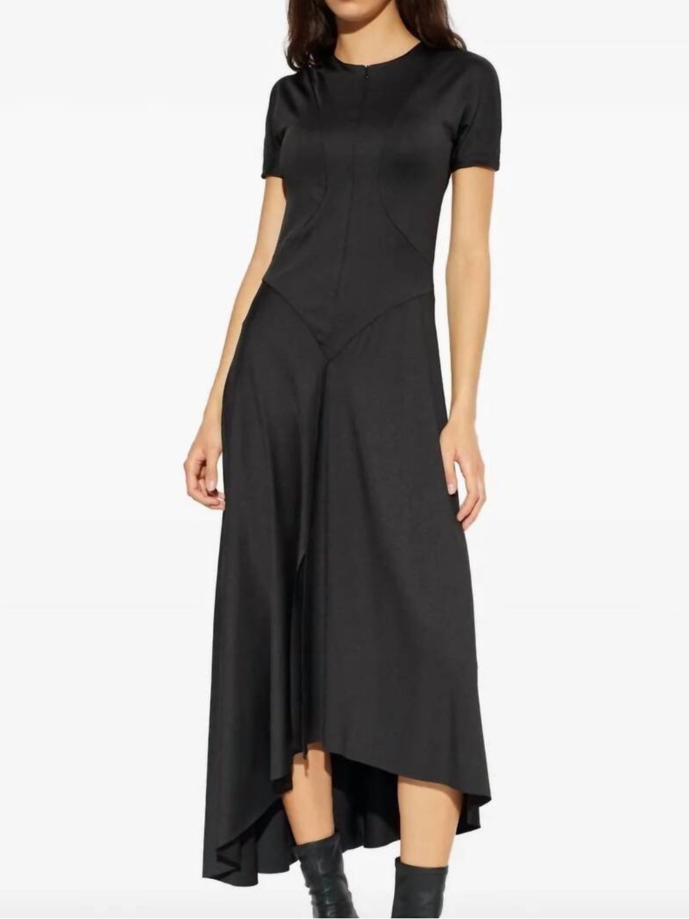 VICTORIA BECKHAM fluid drape asymmetric-hem midi dress